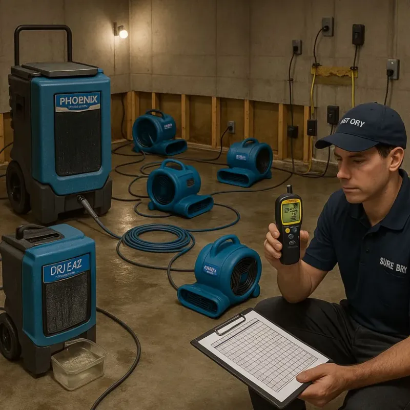 Structural Drying and Dehumidification process in Gurdon, AR